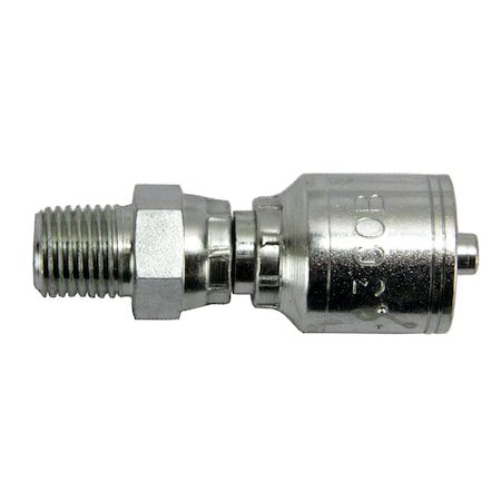 Intertraco Hydraulic Crimp Hose Fitting - M Pipe - Swivel 3/8 ID, 3/8-18 Thread 472139